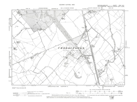 Old OS map dated 1900, showing Cheddington, Slapton (south) in Buckinghamshire 29NE