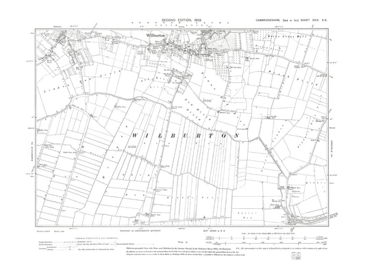 Old OS map dated 1903, showing Haddenham (south), Wilburton (south) in Cambridgeshire 29SE