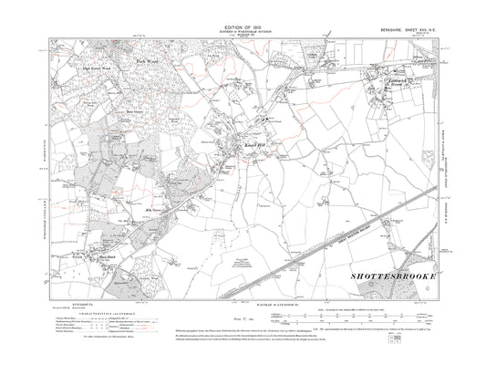 A 1913 map showing Littlewick Green, Knowl Hill, Kiln Green, Hare Hatch in Berkshire - OS 1:10560 scale map, Berks 30NE
