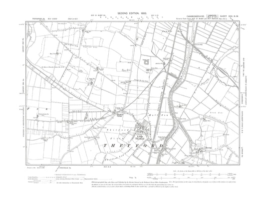 Old OS map dated 1903, showing Little Thetford, Barway in Cambridgeshire 30NW