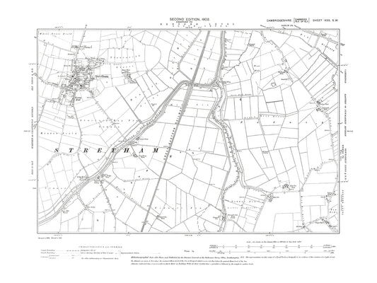 Old OS map dated 1903, showing Stretham in Cambridgeshire 30SW