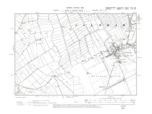 Old OS map dated 1903, showing Isleham in Cambridgeshire 31SW