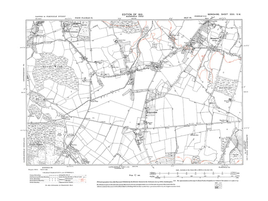 A 1913 map showing Moneygrow Green, Touchen-end in Berkshire - OS 1:10560 scale map, Berks 31SW
