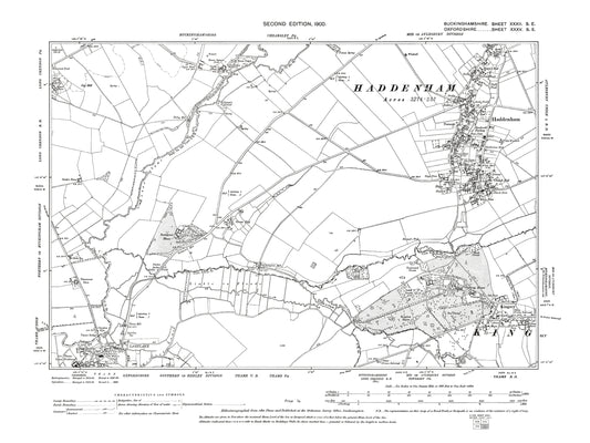 Old OS map dated 1900, showing Haddenham in Buckinghamshire 32SE