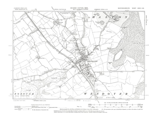 Old OS map dated 1900, showing Wendover in Buckinghamshire 34SW