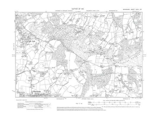 A 1913 map showing Cold Ash, Thatcham (north) in Berkshire - OS 1:10560 scale map, Berks 35SE
