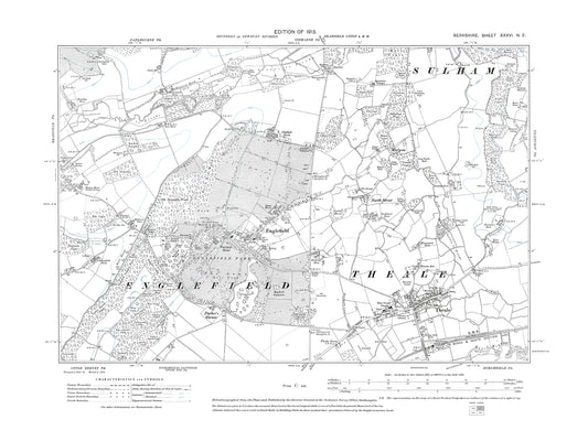 A 1913 map showing Englefield, Theale in Berkshire - OS 1:10560 scale map, Berks 36NE