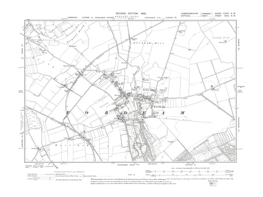 Old OS map dated 1903, showing Fordham in Cambridgeshire 36NW