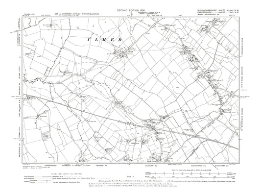 Old OS map dated 1900, showing Ilmer, Bledlow (north), Longwick in Buckinghamshire 37NW