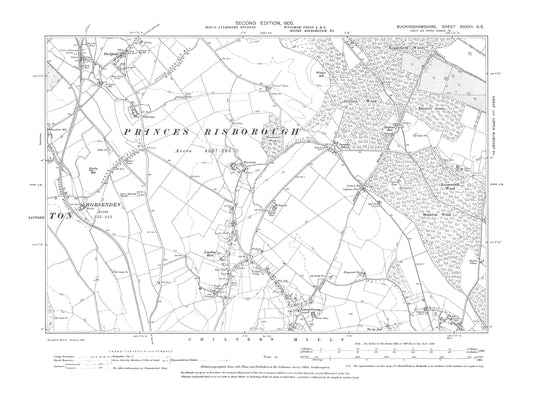 Old OS map dated 1900, showing Parkfield, Loosley Row, Lacey Green in Buckinghamshire 37SE