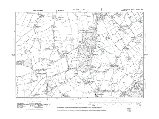 A 1913 map showing Shinfield, Threemile Cross, Whitley Wood in Berkshire - OS 1:10560 scale map, Berks 37SE