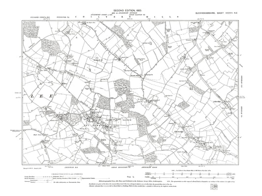 Old OS map dated 1900, showing The Lee, Lee Clump, Lee Common, Charteridge in Buckinghamshire 38NE