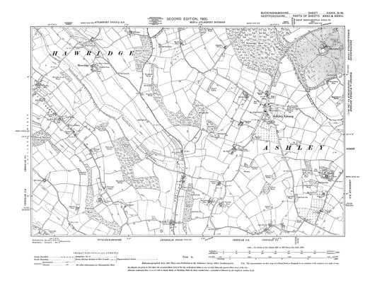 Old OS map dated 1900, showing Ashley Green, Bellingdon in Buckinghamshire 39NW