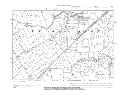 Old OS map dated 1903, showing Tydd St Giles, Newton in Cambridgeshire 4NW