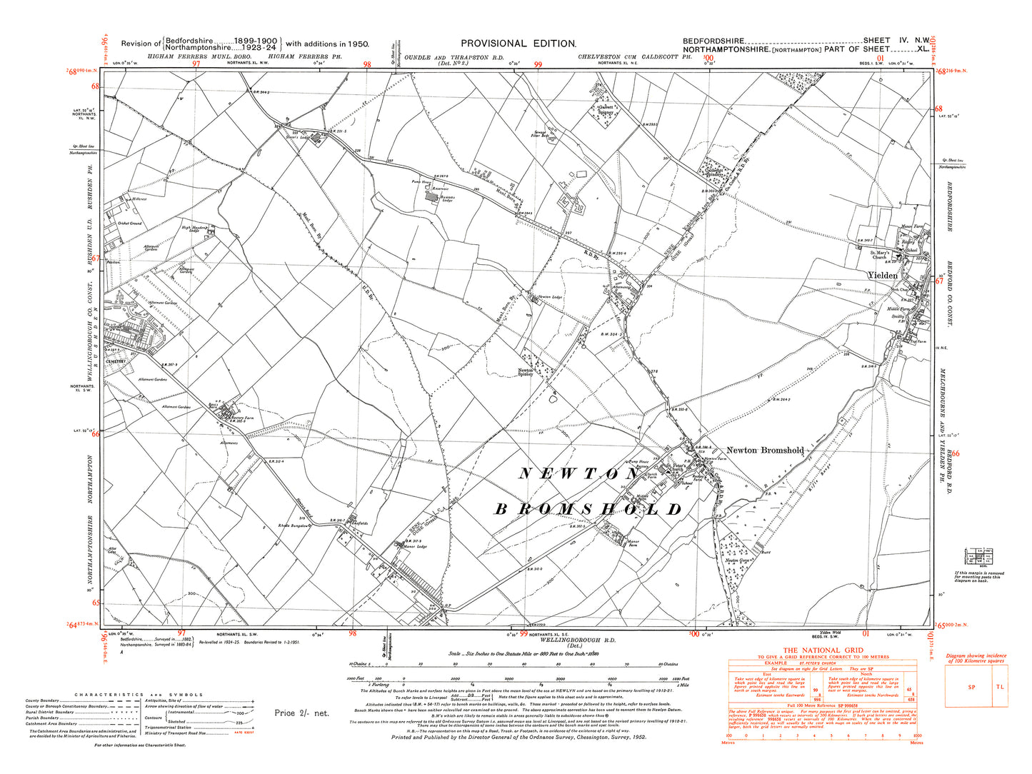 A 1950 map showing Yielden (west) in Bedfordshire - A Digital Download 0f OS 1:10560 scale map, Beds 4NW