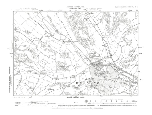 Old OS map dated 1900, showing West Wycombe in Buckinghamshire 41SE