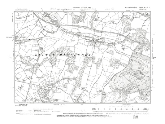 Old OS map dated 1900, showing Little Missenden, Little Kingshill (east), Holmer Green in Buckinghamshire 42NE