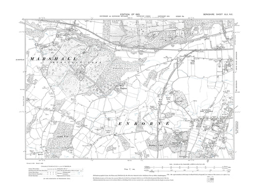 A 1913 map showing Newbury (west), Enborne in Berkshire - OS 1:10560 scale map, Berks 42NE