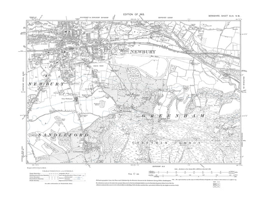 A 1913 map showing Newbury, Greenham in Berkshire - OS 1:10560 scale map, Berks 43NW