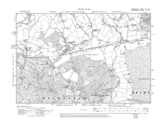 A 1913 map showing Swallowfield (west) in Berkshire - OS 1:10560 scale map, Berks 45SE