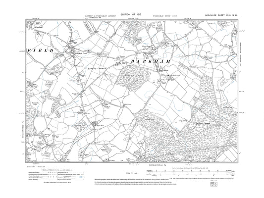 A 1912 map showing Barkham, Arborfield Cross in Berkshire - OS 1:10560 scale map, Berks 46NW