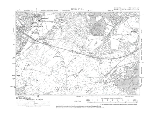 A 1913 map showing Sunningdale in Berkshire - OS 1:10560 scale map, Berks 48NW