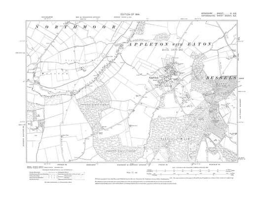 A 1914 map showing Appleton in Berkshire - OS 1:10560 scale map, Berks 5SE