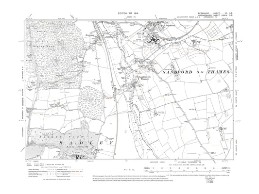 A 1914 map showing Kennington, Little London, Radley Park (north) in Berkshire - OS 1:10560 scale map, Berks 6SE