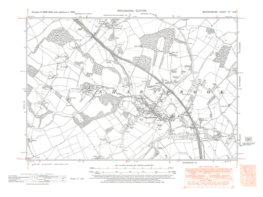 A 1950 map showing Sharnbrook and Souldrop in Bedfordshire - A Digital Download 0f OS 1:10560 scale map, Beds 7NW