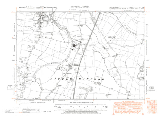 A 1950 map showing Eaton Socon (south), Little Barford and Wyboston in Bedfordshire - A Digital Download 0f OS 1:10560 scale map, Beds 9SW