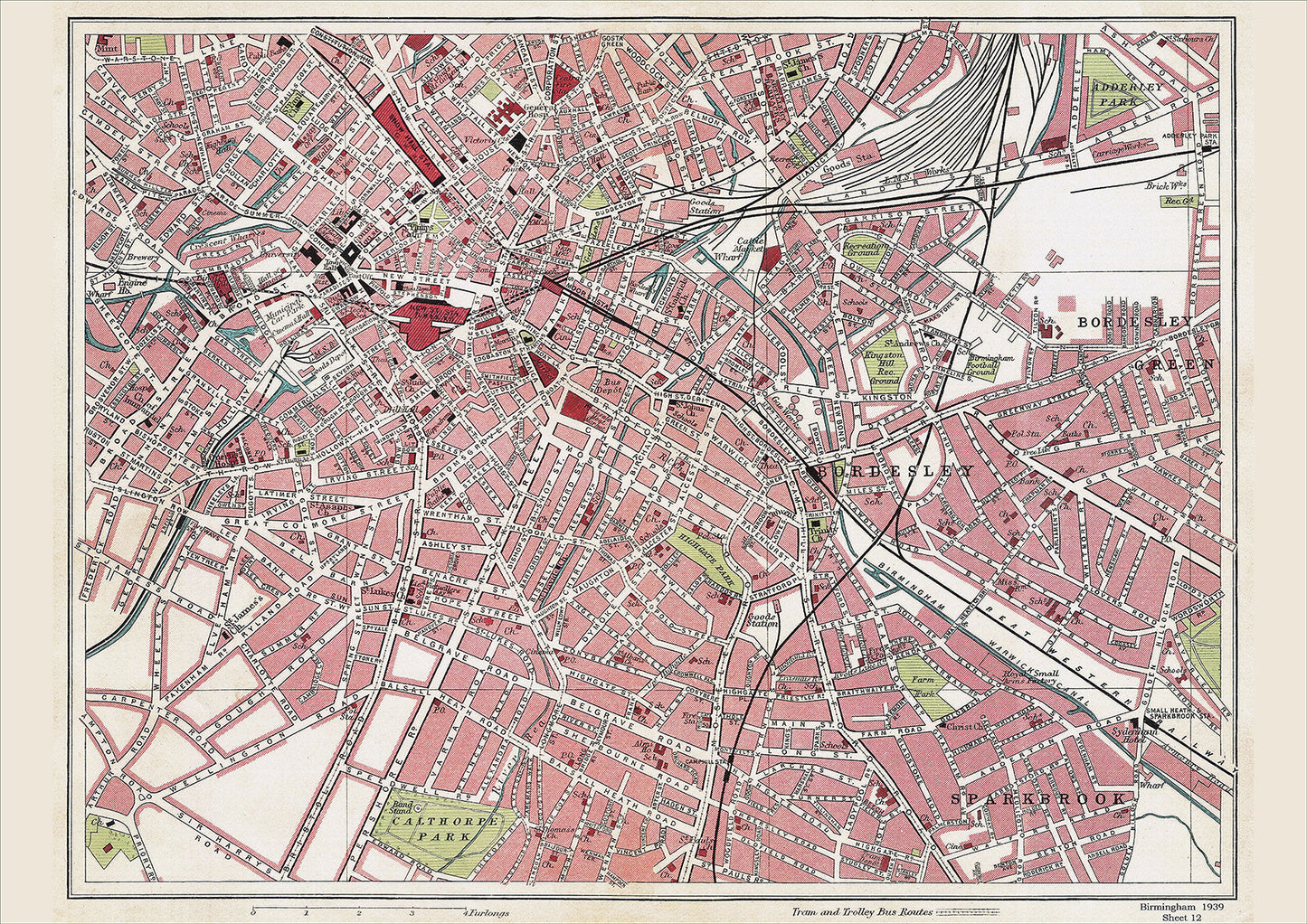 Birmingham in 1939 Series - Bordesley, Sparkbrook (north), New Street Station area (Bir1939-12)