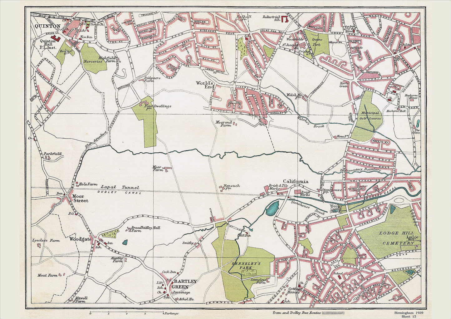 Birmingham in 1939 Series - Worlds End, Quinton, Woodgate, Bartley Green, California area (Bir1939-15)