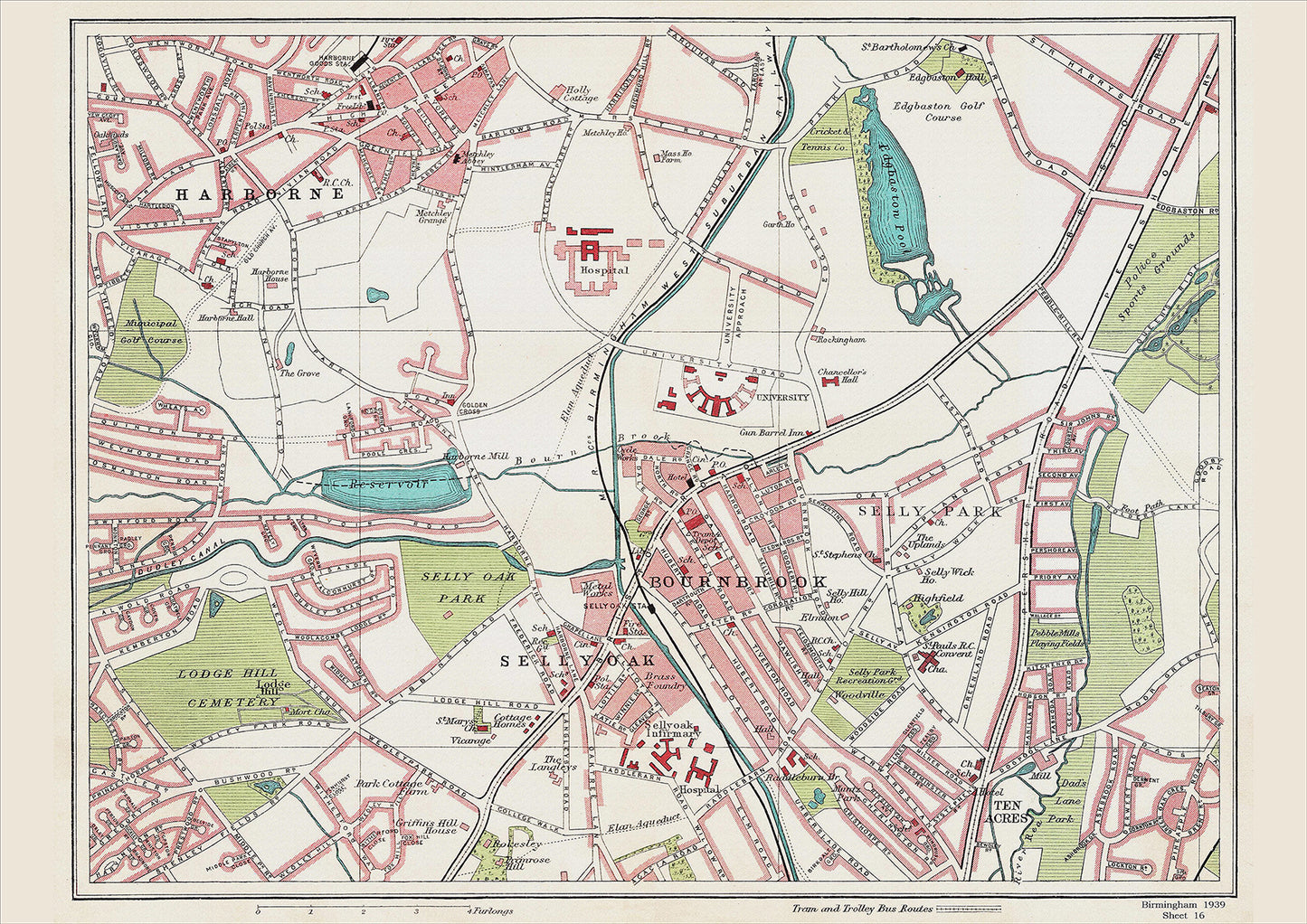 Birmingham in 1939 Series - Sellyoak, Bournbrook, Harborne, Ten Acres area (Bir1939-16)