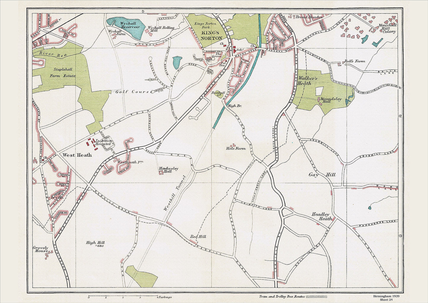 Birmingham in 1939 Series - Kings Norton, West Heath, Walkers Heath, Gay Hill, Headley Heath area (Bir1939-24)