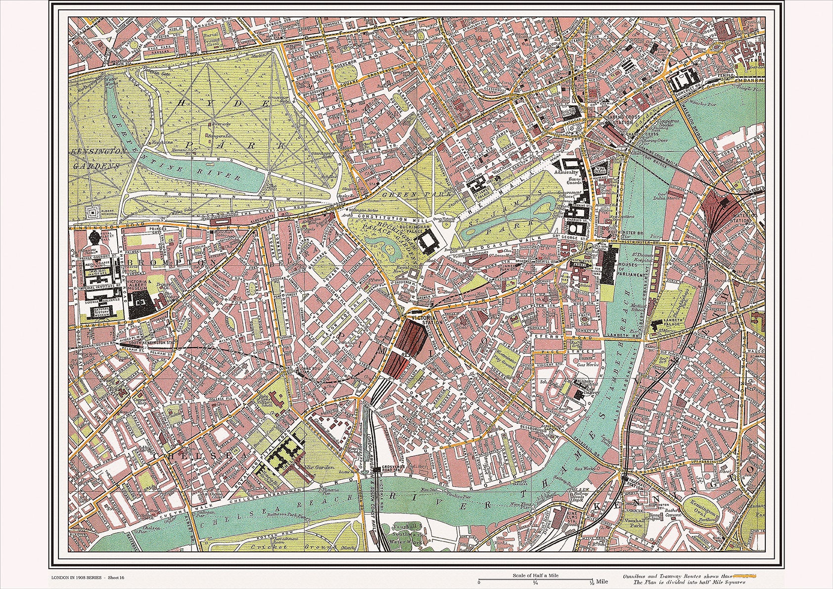 London in 1908 Series - showing Brompton, Pimlico area (Lon1908-16 ...