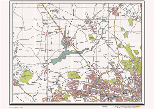 London in 1908 Series - showing Hendon, Childs Hill area (Lon1908-01)