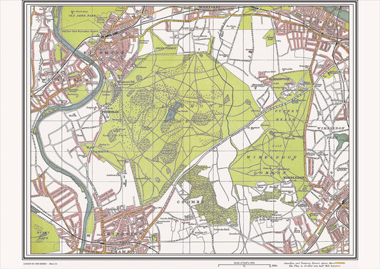 London in 1908 Series - showing Richmond, Wimbledon area (Lon1908-25)