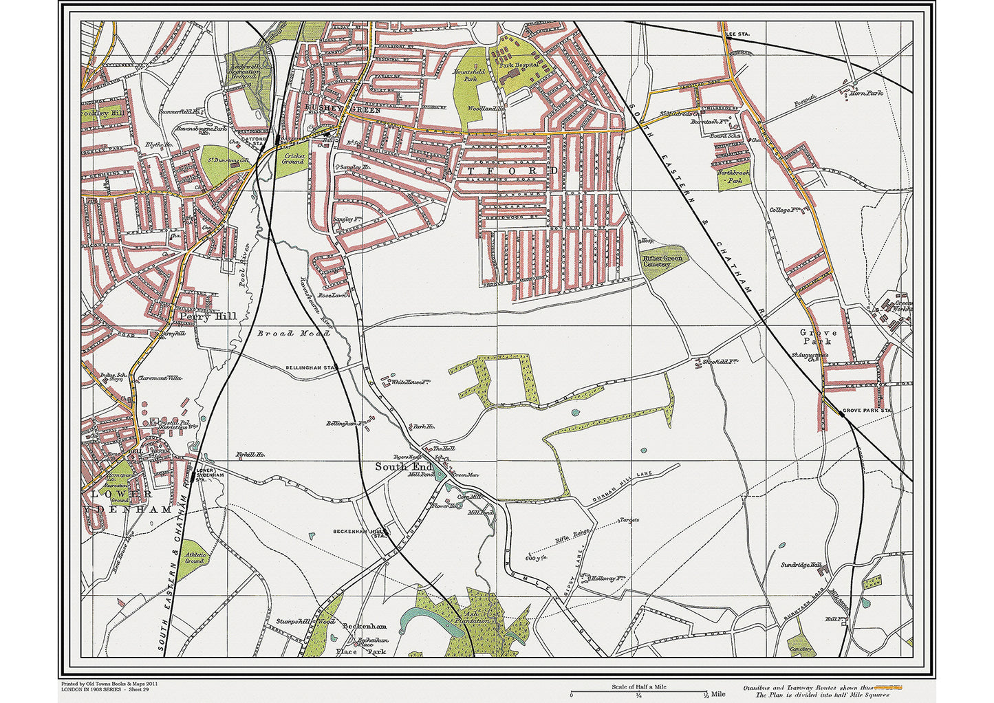 London in 1908 Series - showing Rushey Green, Grove Park area (Lon1908-29)