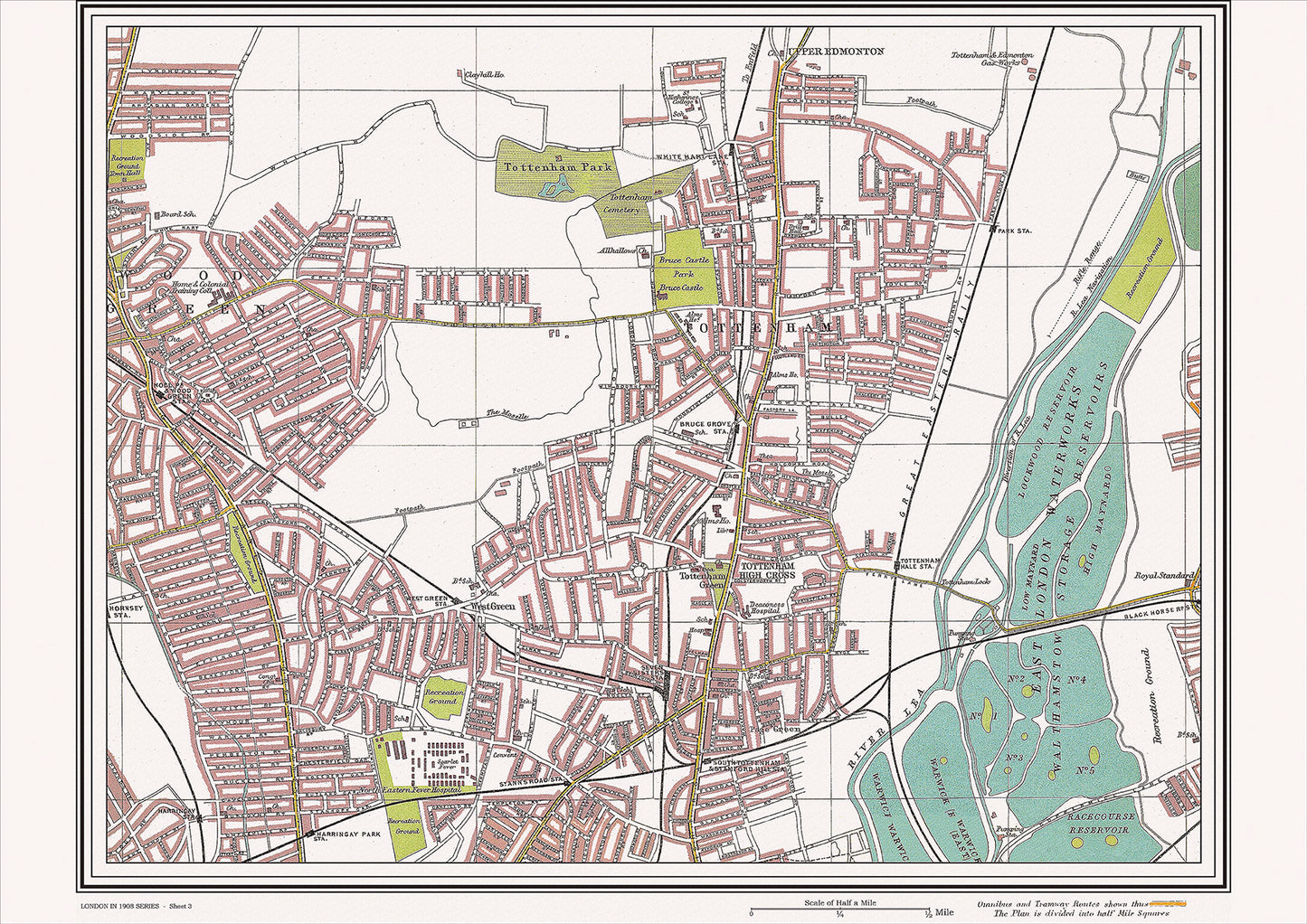 London in 1908 Series - showing Wood Green, Tottenham area (Lon1908-03)