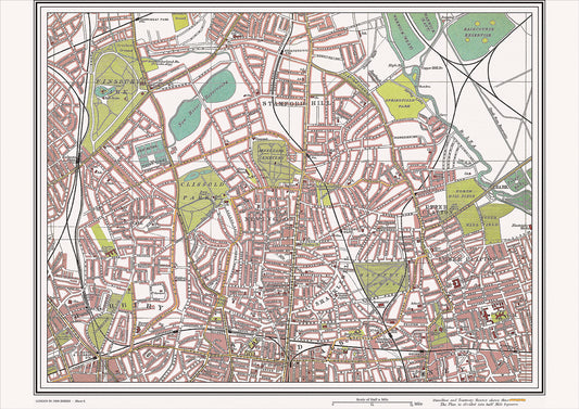 London in 1908 Series - showing Finsbury Park, Clapton area (Lon1908-06)
