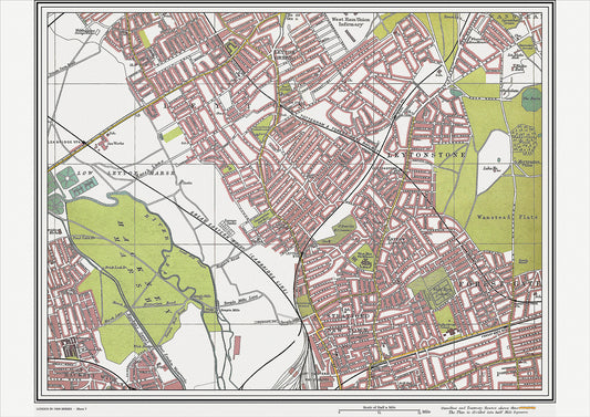 London in 1908 Series - showing Leyton, Leytonstone area (Lon1908-07)