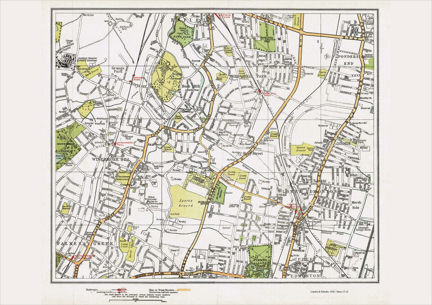 London in 1932 Series - Winchmore Hill and Lower Edmonton area (Lon1932-17-18)