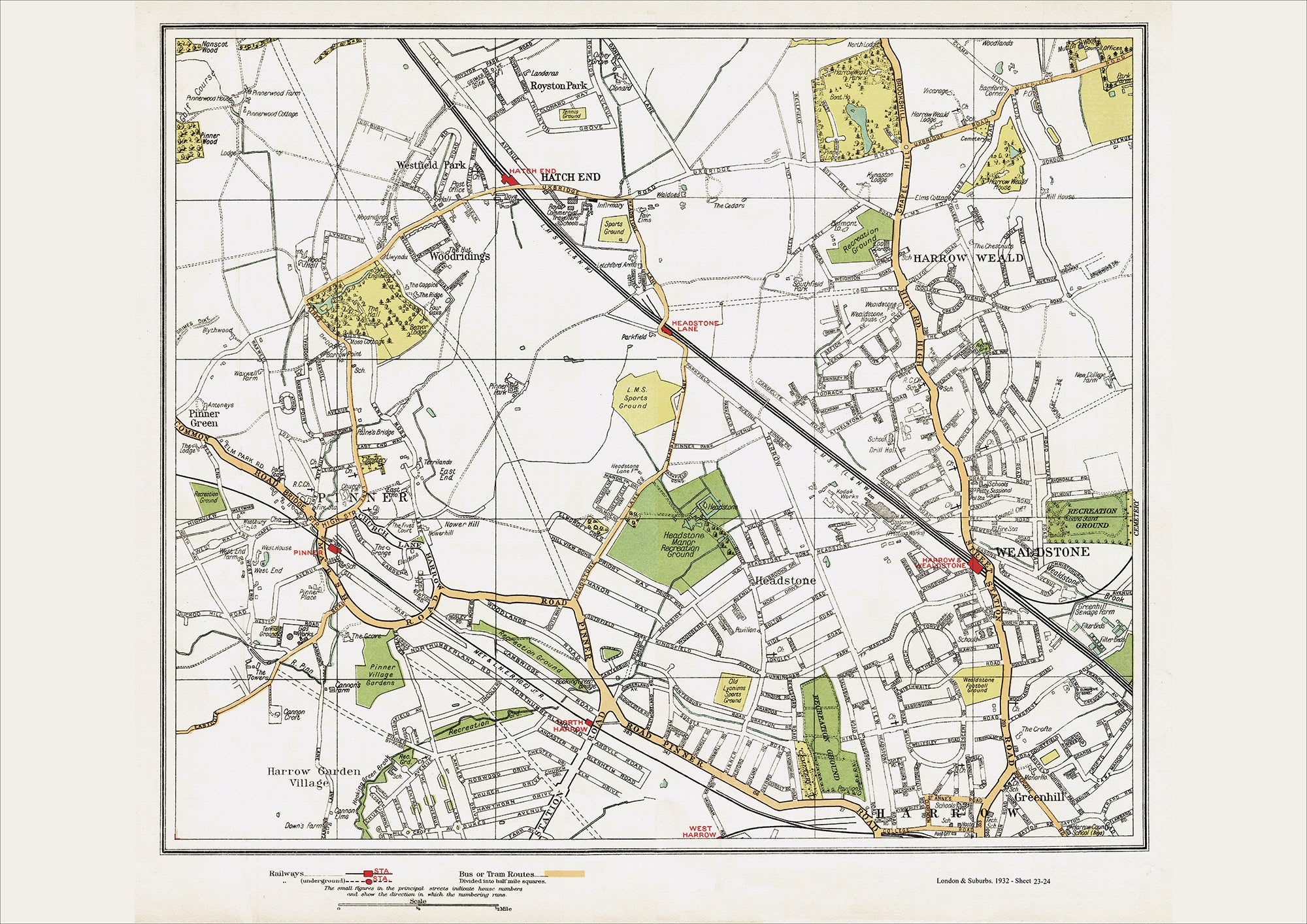 London in 1932 Series - Pinner, Wealdstone and Hatch End area (Lon1932 ...