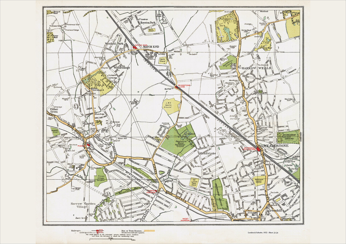 London in 1932 Series - Pinner, Wealdstone and Hatch End area (Lon1932-23-24)