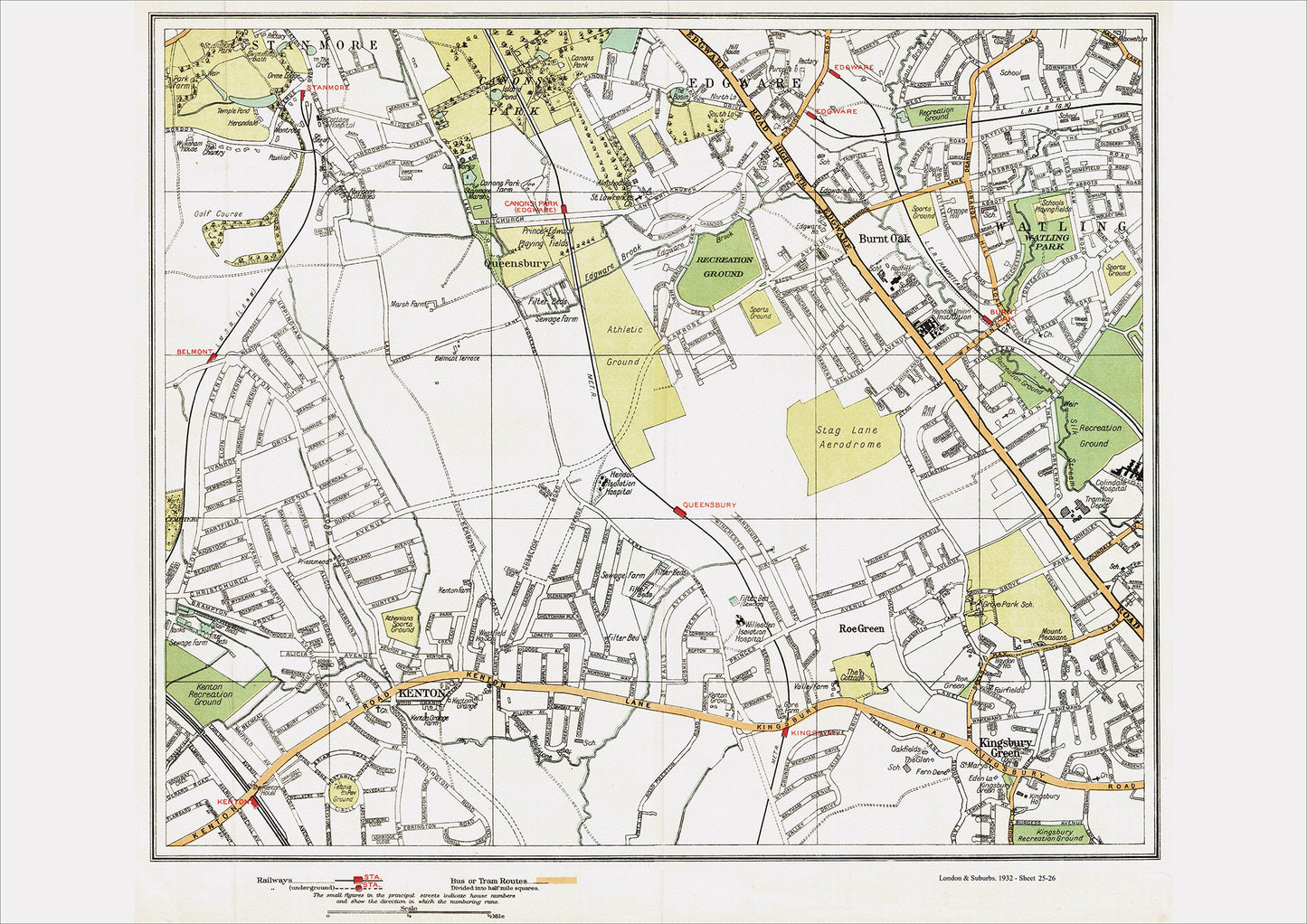 London in 1932 Series - Edgware (south) and Kenton area (Lon1932-25-26)