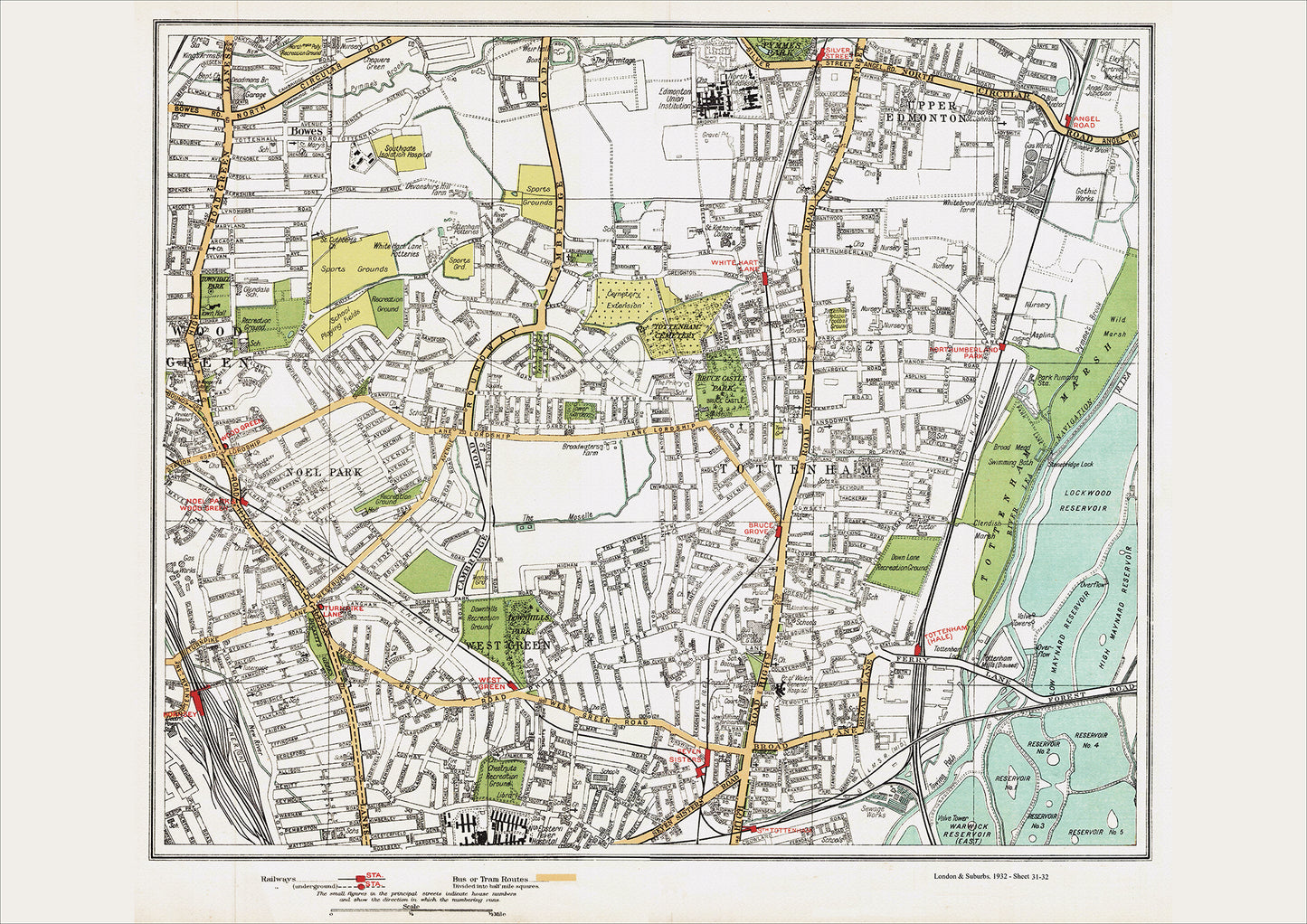 London in 1932 Series - Wood Green (east) and Tottenham area (Lon1932-31-32)