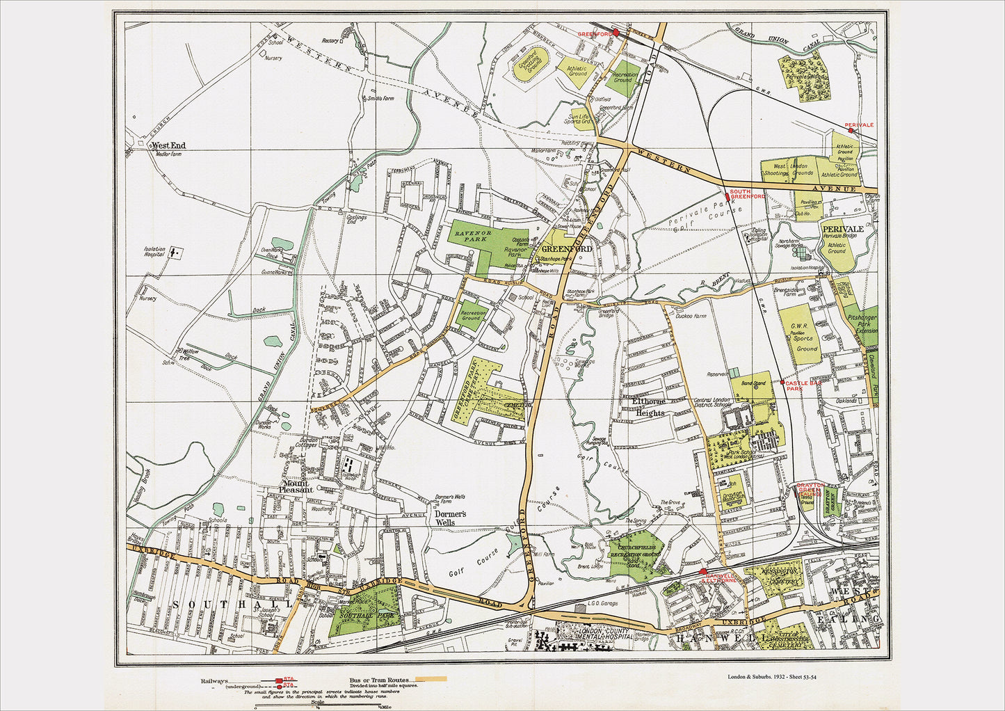 London in 1932 Series - Greenford and Southall (north) area (Lon1932-53-54)