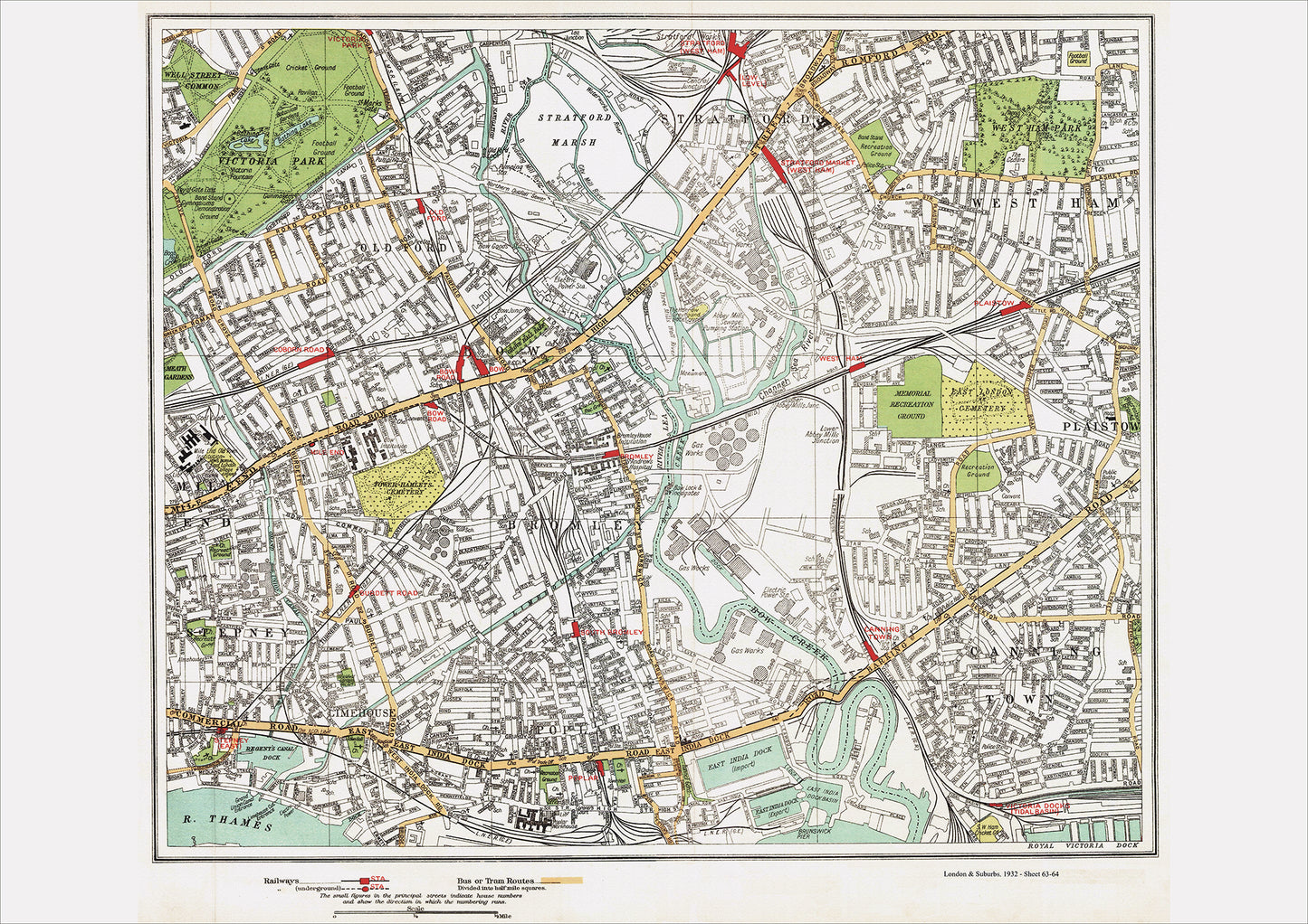 London in 1932 Series - Bromley by Bow and Canning Town area (Lon1932-63-64)