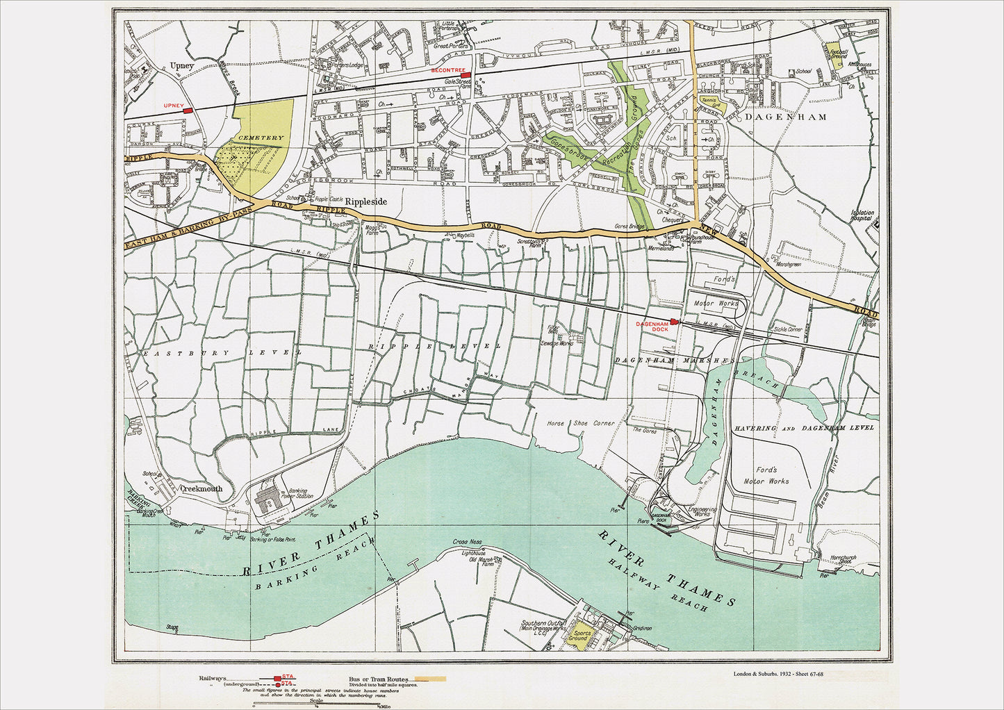 London in 1932 Series - Dagenham, Becontree and Rippleside area (Lon1932-67-68)