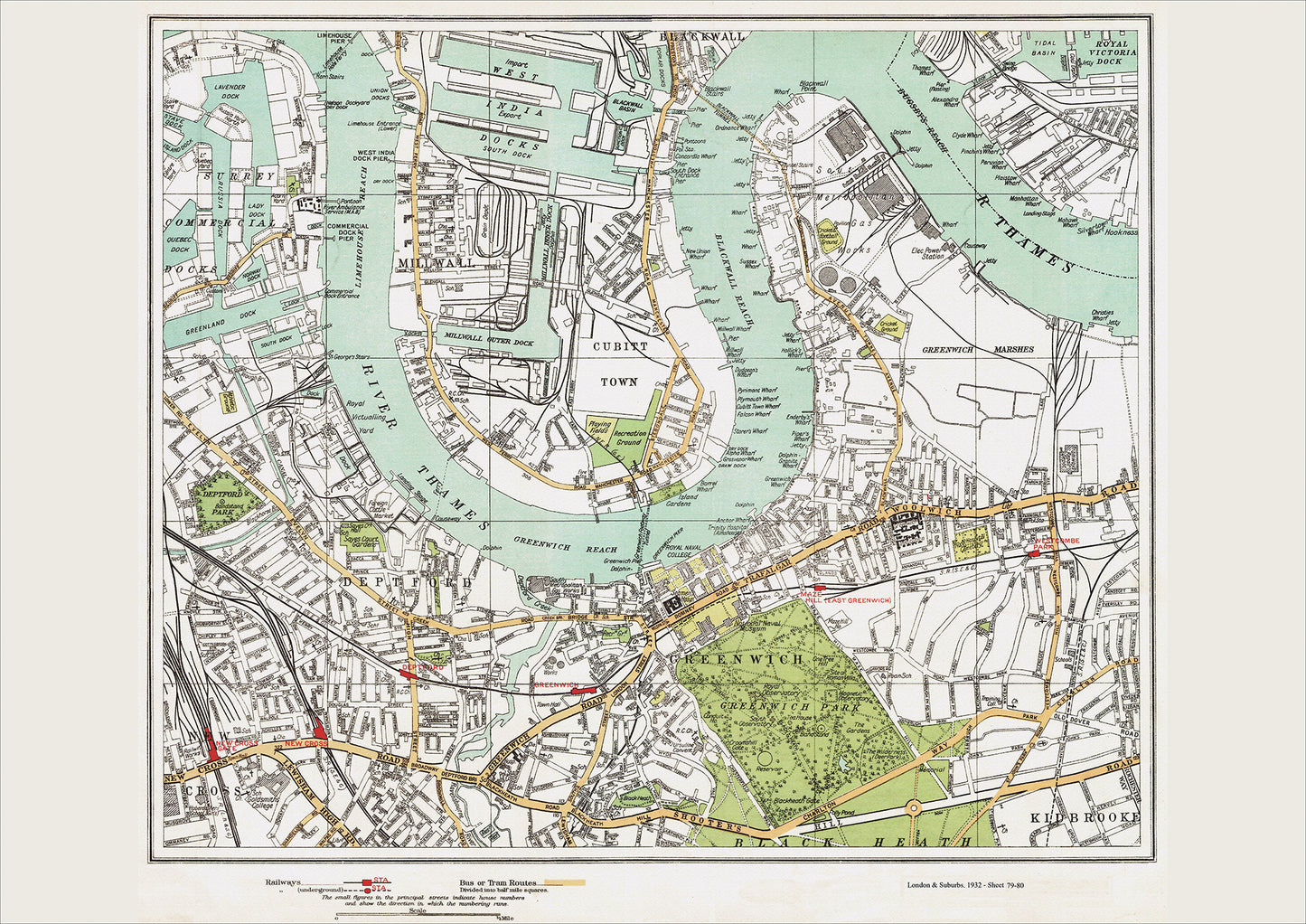 London in 1932 Series - Millwall, Deptford, Greenwich area (Lon1932-79-80)